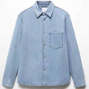 Mango Men's Denim Overshirt Jacket | Washed denim Blue | Size Medium | Like New